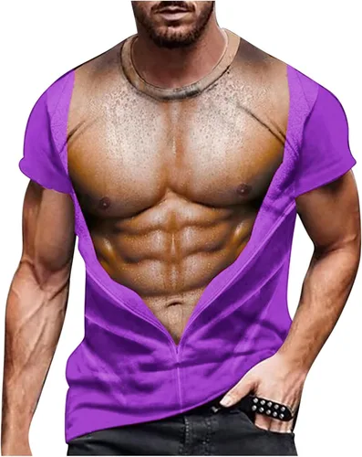 Vista 24 de Camisetas gráficas para hombre, grandes y altas, de manga corta, con estampado muscular, cuello redondo, casual, holgadas, para verano