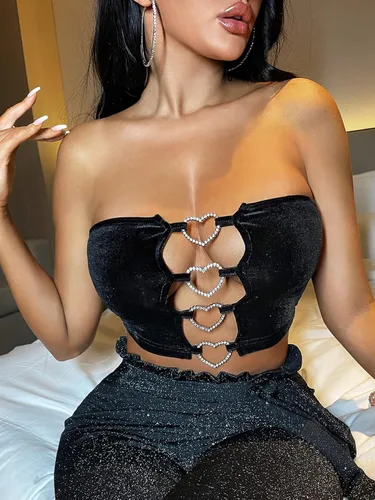 Vista 4 de Floerns Top corto sin mangas con estampado de mariposas y cadena para mujer