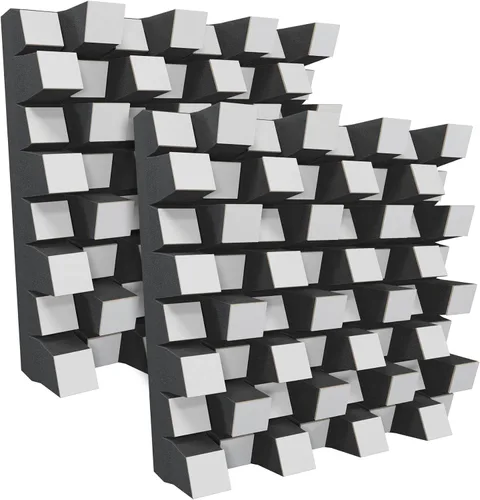 Vista 21 de (2 Pack) — Difusor de estudio acústico de sonido «Sirius» 2D QRD Difusión - Reflexión - Absorción - Insonorización - Aislamiento Panel de arte