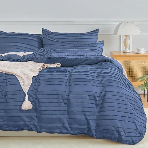 Vista 18 de NEXHOME PRO Funda de edredón tamaño individual, juego de funda de edredón azul de 2 piezas, suave y ligero, 100% microfibra lavada, juego para todas