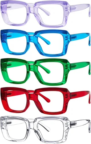 Vista 31 de Eyekepper - Juego de 4 gafas elegantes para mujer, anteojos cuadrados de gran tamaño para mujer