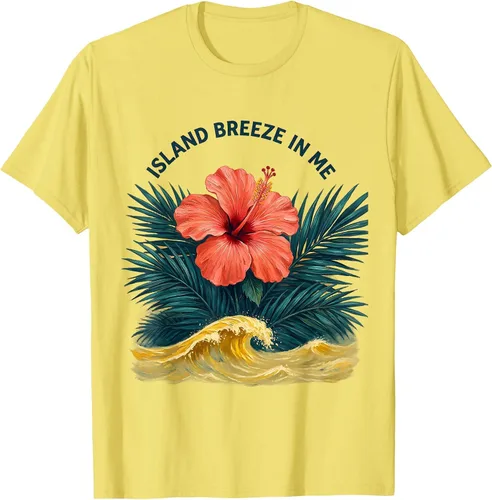 Vista 6 de Island Breeze In Me Hawaiian Design T-Shirt Golden Yellow