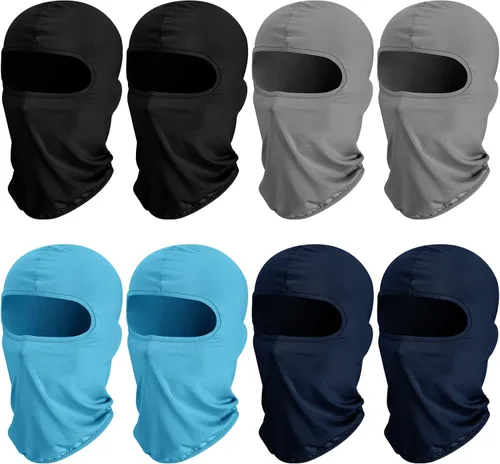 Vista 9 de Máscara de esquí de 8 piezas, máscara de cara completa, protección UV, pasamontañas de seda de hielo de verano, polaina para el cuello, para mujeres