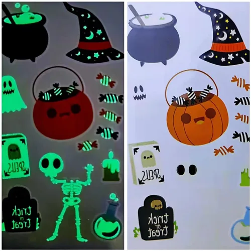 Vista 5 de Papel adhesivo imprimible que brilla en la oscuridad, 8.5 x 11 pulgadas, 5 hojas de papel adhesivo de vinilo resistente al agua luminoso