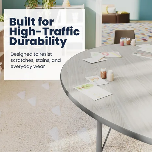 Vista 5 de Flash Furniture 72" x 48" Kidney Activity Table, Light Gray, Casters