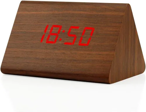 Vista 8 de OCT17 Reloj de madera de madera, nueva versión LED alarma reloj de escritorio digital brillo ajustable, hora de alarma, muestra la hora y la Bambú