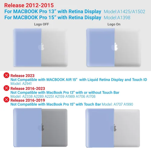 Vista 12 de IBENZER - Compatible con Funda para MacBook Pro de 13 Pulgadas 2015 2014 2013 Finales 2012 A1502 A1425, Carcasa Rígida con Cubierta para Teclado