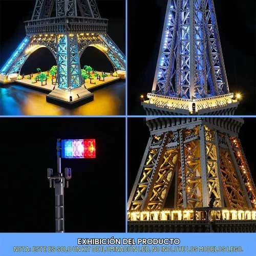 Vista 8 de VONADO Kit de luz LED para juego de torre Eiffel Lego 10307 (sin modelo), kit de iluminación Buliding compatible con juguetes de construcción Lego