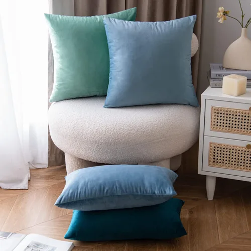 Vista 5 de EMEMA - Paquete de 2 fundas de almohada de terciopelo decorativas, fundas de cojín cuadradas suaves y sólidas para sofá, dormitorio, silla, Verde