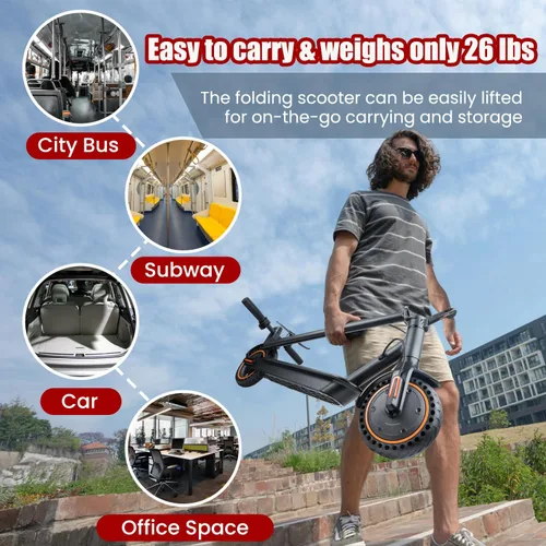 Vista 7 de Electric Scooter, 500W Motor, Up to 17-20MPH &19-21 Miles, Commuter Escooter, Foldable E-Scooter for Adults with APP and Dual Braking System