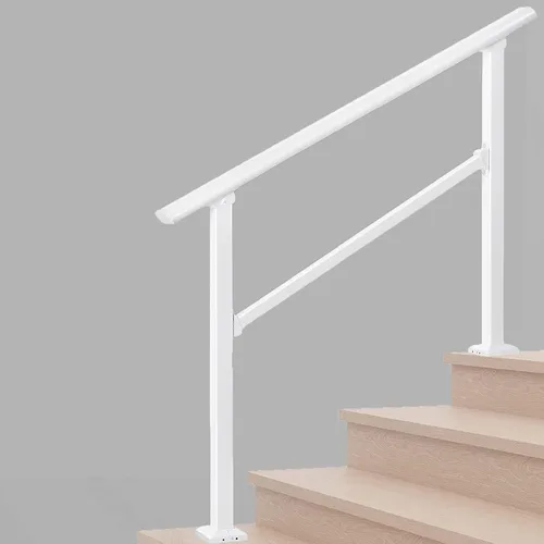 Vista 20 de Metty - Barandillas metálicas de 3 escalones para escalones al aire libre Blanco