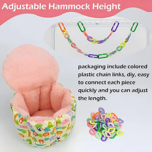 Vista 4 de Cama colgante para ratas, accesorios de jaula de planeador de azúcar, hamaca de conejillo de indias, cama nido cálida para dormir, hamaca de jaula