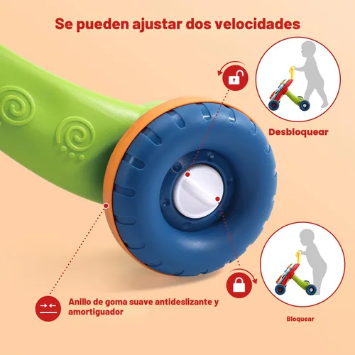 Vista 4 de CUTE STONE - Andador de aprendizaje de sentarse a pararse, andador para bebé 2 en 1, centro de actividades educativas tempranas para niños, panel