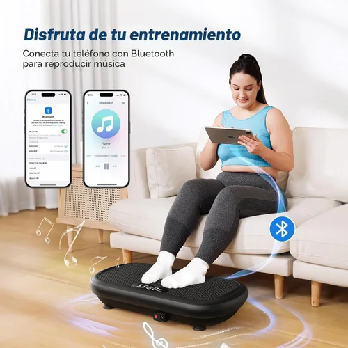 Vista 2 de MERACH - Máquina de plataforma vibratoria para ejercicio, capacidad de 440 libras, Bluetooth y pedal de silicona, estimula la grasa profunda