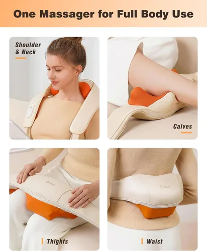 Vista 5 de KNQZE Masajeador de cuello y hombros con calor, masajeador inalámbrico de espalda y cuello, calentamiento de grafeno mejorado, masaje shiatsu 4D