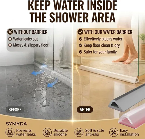 Vista 6 de Presa de agua plegable de 39 pulgadas, diseño de triángulo hueco, tira de sellado impermeable autoadhesiva para duchas, bañeras, fregaderos de Blanco