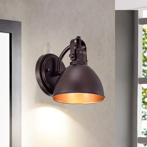 Vista 3 de Aplique de pared de cuello de cisne de bronce cepillado al óleo, luz de tocador rústica de 19 cm estilo granja para baño, dormitorio, garaje, porche