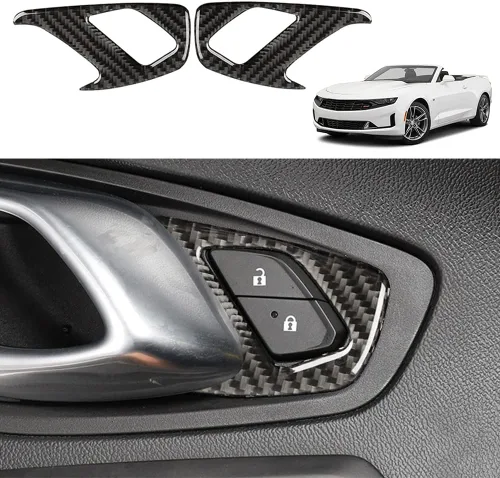 Vista 23 de Calcomanía de fibra de carbono para perilla de ventilación de aire acondicionado, cubierta interior para Chevrolet Camaro 2016 2017 2018 2019 2020