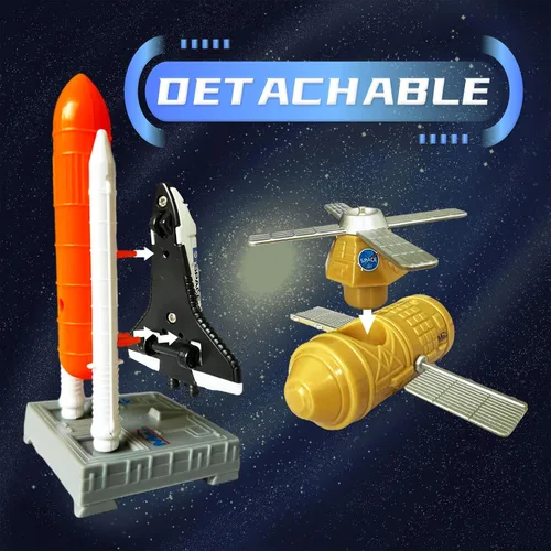 Vista 4 de OTONOPI Juego de juguetes de cohete espacial para niños de 3 a 9 años, 15 juguetes aeroespaciales STEM fundidos a presión con 3 cohetes, 2