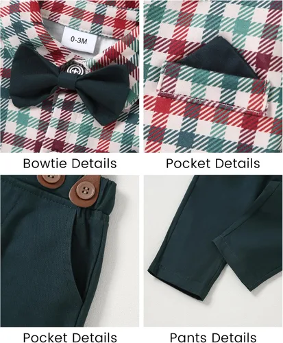 Vista 6 de SANMIO Ropa de bebé niño 0-18M Traje de bebé niños 4 unids Ropa de vestido de bebé Conjunto de esmoquin para bebés