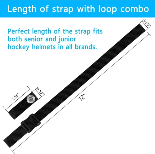 Vista 3 de Hockey Helmet Chin Strap with Single Strengthened Snap Ice Hockey Chin Strap Replacement Parts Loop Repair Kit