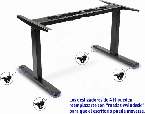 Vista 7 de VJ201-S3 - Marco de escritorio eléctrico de 3 etapas con motor doble, color negro