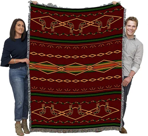 Vista 14 de Pure Country Weavers - Manta con fetiches - Inspirada en nativos americanos del suroeste - Manta tejida de regalo, algodón, 72x54, fabricada en EE.UU