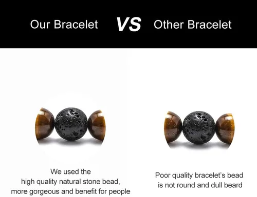 Vista 7 de M MOOHAM - Pulseras de piedra natural para hombre, ojo de tigre de 516 de pulgada, ágata mate, piedra de lava, regalos para niños y adolescentes