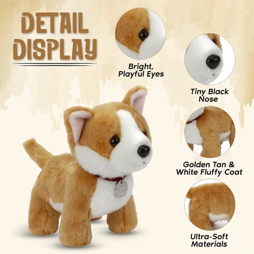 Vista 4 de Juguete de peluche para perro, lindo cachorro suave, 8 pulgadas (Butterscotch the Corgi)
