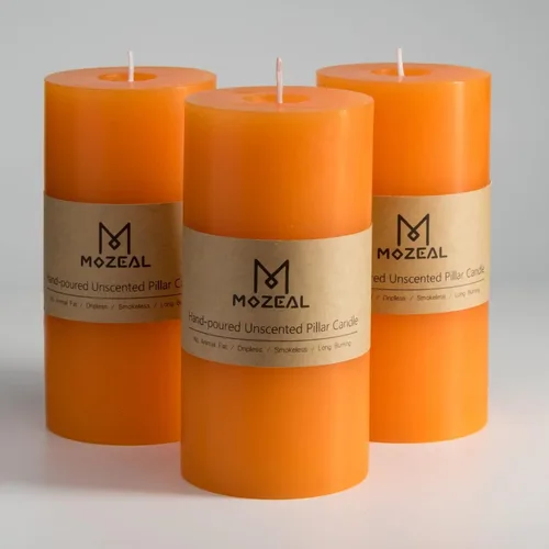 Vista 60 de MOZEAL Juego de 3 velas sin perfume vertidas a mano de 3 x 6 pulgadas, velas tipo pilar sin goteo, combustión de larga duración, aproximadamente 120