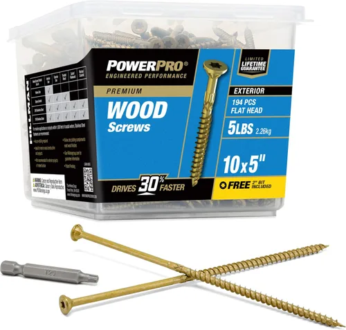 Vista 15 de Power Pro Tornillos de madera para exteriores de alta calidad, tornillos de cubierta multiusos #8 x 1-1/2 pulgadas para proyectos al aire libre