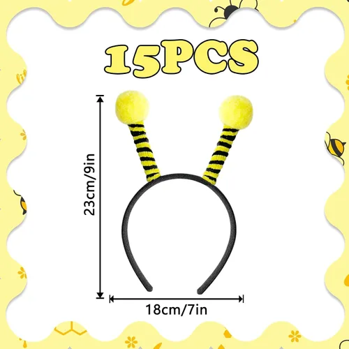 Vista 2 de 15 diademas de tentáculo de abeja para fiestas, para niñas, decoración de abejas Amarillo