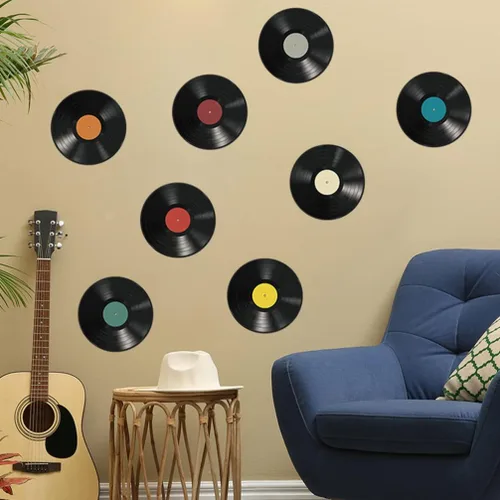 Vista 5 de 16 discos de vinilo para decoración de discos de vinilo, recortes de plástico, calcomanías falsas de plástico, decoración de fiesta temática