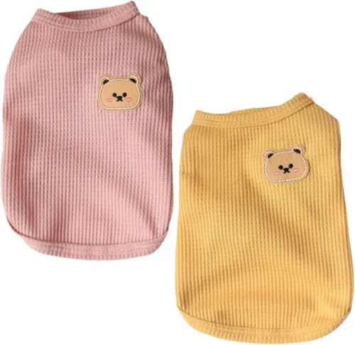 Vista 8 de Camisetas de algodón para perros y gatos - Chalecos sin mangas suaves, transpirables y elásticos para perros medianos y pequeños