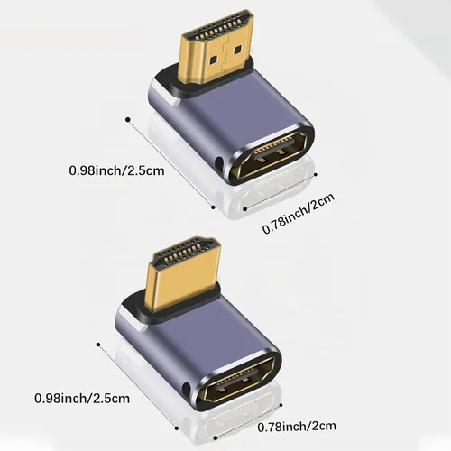 Vista 5 de Duttek 90 Degree HDMI Adapter 4 Styles, 8K HDMI 90 Degree Adapter[48Gbps, 8K@60Hz] Up&Down Angle, Left&Right Angle HDMI Male to Female Extender