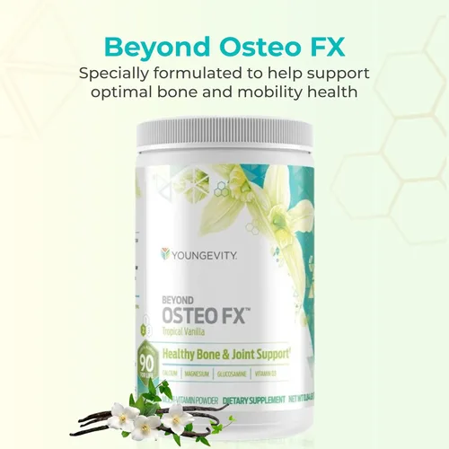 Vista 2 de BEYOND Osteo Fx POLVO - Bote de 12.70 oz con sabor a vainilla tropical