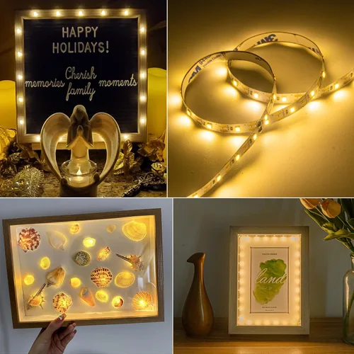 Vista 5 de Juego de 2 tiras de luces LED que funcionan con pilas, 0,5 metros/1 pieza, 60 luces LED de luciérnagas, estrellas y luna, para bricolaje, fiestas