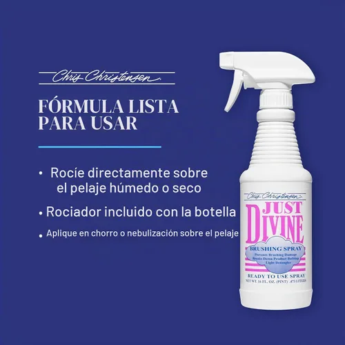Vista 14 de Chris Christensen Just Divine Spray de Cepillado para Perros, Acicala Como un Profesional, Previene Daños por Cepillado, Desenredante Ligero, Listo
