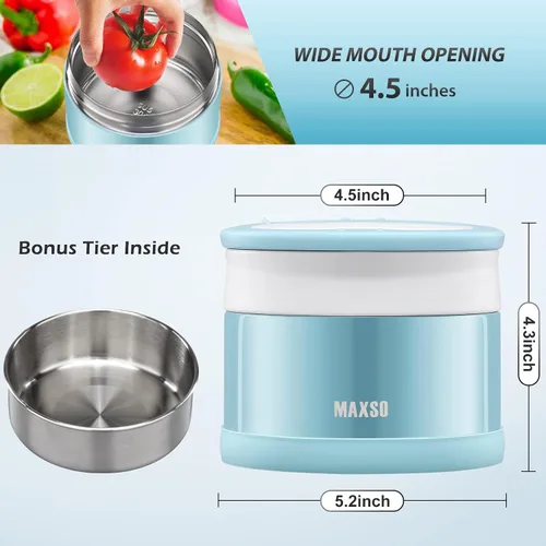 Vista 5 de Tarro de Comida para Comida Caliente – Termo de Sopa de 24 OZ para Adultos Contenedores de Almuerzo con Aislamiento al Vacío con Cuchara Plegable