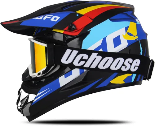 Vista 10 de Casco de motocross para niños, casco ATV juvenil aprobado por DOT, para 4 ruedas, motocross, BMX, MX, UTV, Go Kart, carreras, béisbol, incluye gafas