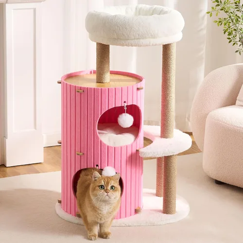 Vista 8 de Árbol Moderno para Gatos de Interior Grande para Adultos, Torre de Árbol para Gatos de 36 Pulgadas de Altura con Postes Rascadores, Cálido Refugio