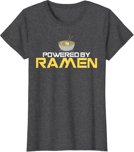 Vista 4 de Camiseta de fideos de anime japoneses Powered By Ramen, Negro, S