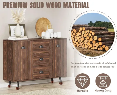 Vista 5 de OneDream Bloques elevadores de madera para muebles, juego de 4 elevadores de cama de 1 pulgada, elevadores redondos de madera maciza resistente