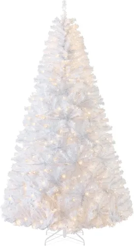 Vista 103 de Best Choice Products Árbol de Navidad azul bebé preiluminado de 6 pies, decoración navideña artificial completa con 947 puntas de rama, 250 luces
