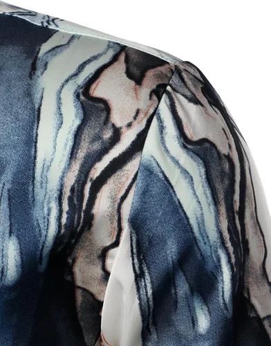 Vista 5 de ZEROYAA Camisas de vestir de satén de manga larga con botones para hombre