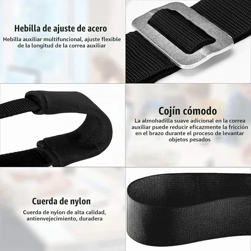 Vista 6 de MORDEN MS Correas de mudanza ajustables, sistema de elevación y movimiento de 2 personas con correas para el hombro para cargar muebles