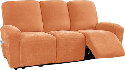 Vista 7 de vctops 4 fundas elásticas de felpilla de lujo para sillas reclinables, protector suave de muebles con parte inferior elástica para niños, gatos, Azul