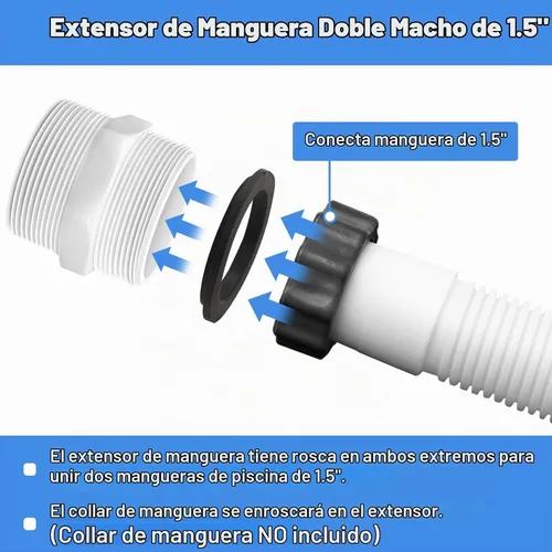 Vista 3 de Adaptador de manguera de piscina para Intex & Coleman, conector de junta de manguera dividida de piscina, bomba de natación de 1.5 pulgadas