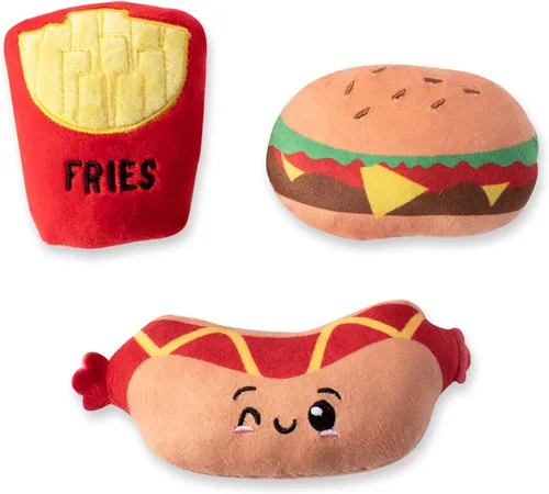 Vista 5 de Fringe Studio - Juego de juguetes de peluche para perros, FAIR Foods, juego de 3 piezas, colección PetShop (289505)