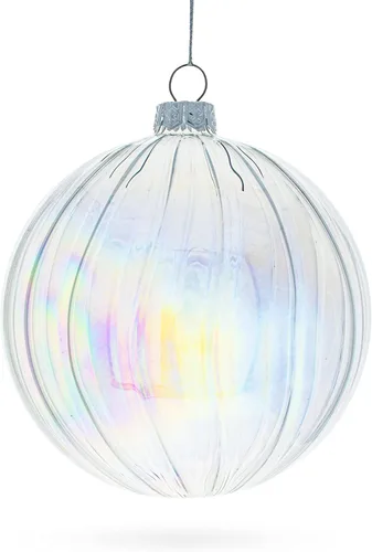 Vista 3 de Juego de 3 bolas de cristal transparente iridiscente adornos de Navidad de 3.6 pulgadas